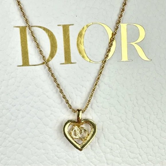 Christian Dior Necklace with rhinestone heart "CD" pendant GREAT GIFT! - Picture 3 of 7